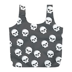 White Skull Pattern Full Print Recycle Bag (l) by designsbymallika
