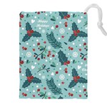 Seamless Pattern With Berries Leaves Drawstring Pouch (5XL) Front
