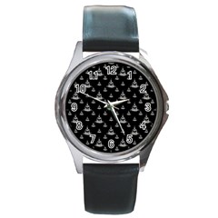 Buddhism Motif Print Pattern Design Round Metal Watch by dflcprintsclothing