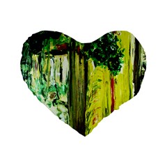 Old Tree And House With An Arch 8 Standard 16  Premium Flano Heart Shape Cushions by bestdesignintheworld
