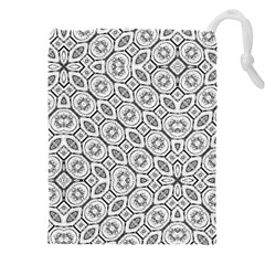 Black And White Baroque Ornate Print Pattern Drawstring Pouch (5xl) by dflcprintsclothing