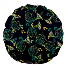 French Horn Large 18  Premium Round Cushions by BubbSnugg