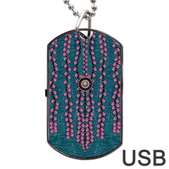 Japanese Sakura Blossoms On The Mountain Dog Tag Usb Flash (one Side) by pepitasart