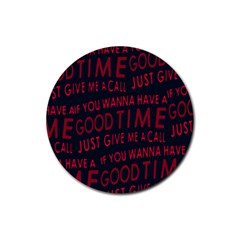 Motivational Phrase Motif Typographic Collage Pattern Rubber Coaster (round)  by dflcprintsclothing