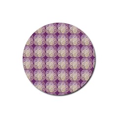 Doily Only Pattern Purple Rubber Coaster (round)  by snowwhitegirl
