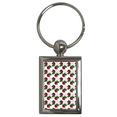 Doily Rose Pattern White Key Chain (rectangle) by snowwhitegirl