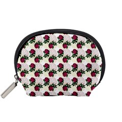 Doily Rose Pattern White Accessory Pouch (small) by snowwhitegirl