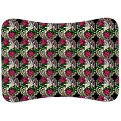 Doily Rose Pattern Black Velour Seat Head Rest Cushion by snowwhitegirl