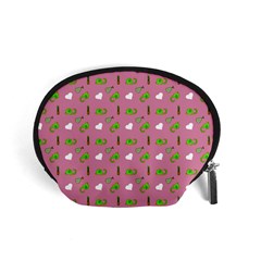 Green Elephant Pattern Mauve Accessory Pouch (small) by snowwhitegirl