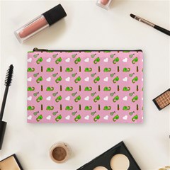 Green Elephant Pattern Pink Cosmetic Bag (medium) by snowwhitegirl