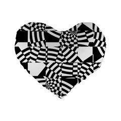 Black And White Crazy Pattern Standard 16  Premium Flano Heart Shape Cushions by Sobalvarro