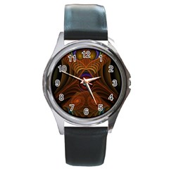 Fractal Fantasy Design Swirl Round Metal Watch by Wegoenart