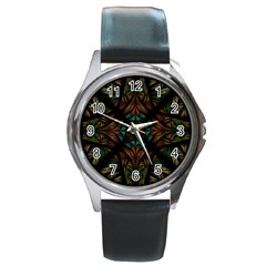 Fractal Fantasy Design Texture Round Metal Watch by Wegoenart