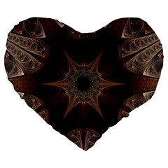 Fractal Abstract Star Pattern Large 19  Premium Flano Heart Shape Cushions by Wegoenart