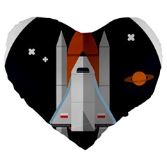 Rocket Space Universe Spaceship Large 19  Premium Heart Shape Cushions by Wegoenart