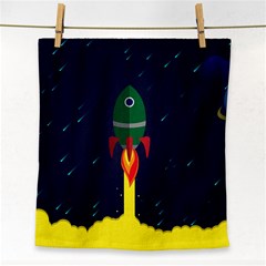 Rocket Halftone Astrology Astronaut Face Towel by Wegoenart