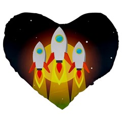 Rocket Take Off Missiles Cosmos Large 19  Premium Heart Shape Cushions by Wegoenart