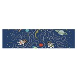 Cat Cosmos Cosmonaut Rocket Satin Scarf (Oblong) Front