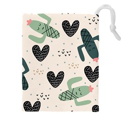 Cute Cactus Plants Seamless Pattern With Children Drawing Baby Kids Apparel Fashion Drawstring Pouch (5xl) by Nexatart