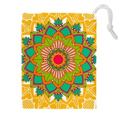 Mandala Patterns Yellow Drawstring Pouch (5xl) by Nexatart