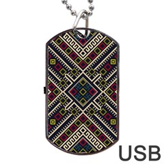 Zentangle Style Geometric Ornament Pattern Dog Tag Usb Flash (one Side) by Nexatart