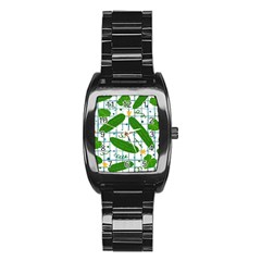Seamless Pattern With Cucumber Stainless Steel Barrel Watch by Nexatart