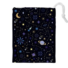 Starry Night  Space Constellations  Stars  Galaxy  Universe Graphic  Illustration Drawstring Pouch (5xl) by Nexatart