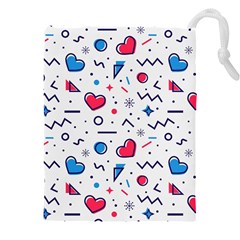 Hearts Seamless Pattern Memphis Style Drawstring Pouch (5xl) by Vaneshart