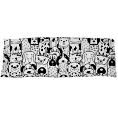 Seamless Pattern With Black White Doodle Dogs Body Pillow Case (dakimakura) by Vaneshart