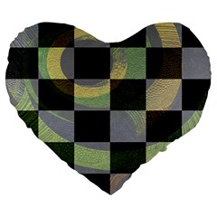 Digital Checkboard Large 19  Premium Heart Shape Cushions by Sparkle