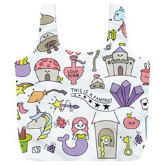 Fantasy Things Doodle Style Vector Illustration Full Print Recycle Bag (xxxl) by Wegoenart