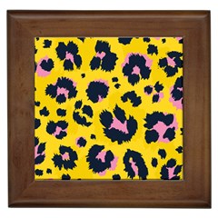 Leopard Print Seamless Pattern Framed Tile by Wegoenart