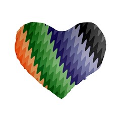 Zigzag Waves Standard 16  Premium Flano Heart Shape Cushions by Sparkle