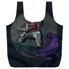 Illustration Astronaut Cosmonaut Paying Skateboard Sport Space With Astronaut Suit Full Print Recycle Bag (xxl) by Vaneshart