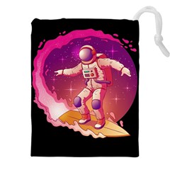 Astronaut Spacesuit Standing Surfboard Surfing Milky Way Stars Drawstring Pouch (5xl) by Vaneshart
