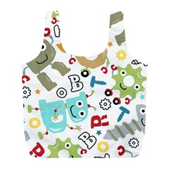 Seamless Pattern Vector With Funny Robots Cartoon Full Print Recycle Bag (l) by Vaneshart