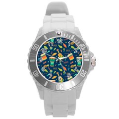 Brazil Musical Instruments Seamless Carnival Pattern Round Plastic Sport Watch (l) by Vaneshart