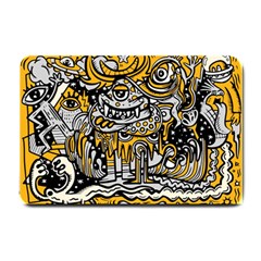 Crazy Abstract Doodle Social Doodle Drawing Style Small Doormat  by Vaneshart