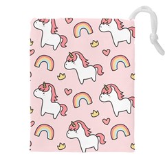 Cute-unicorn-rainbow-seamless-pattern-background Drawstring Pouch (5xl) by Vaneshart