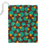Vector-illustration-seamless-pattern-with-cartoon-duck Drawstring Pouch (4XL) Back