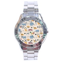 Wild Animals Seamless Pattern Stainless Steel Analogue Watch by Vaneshart