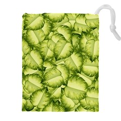 Seamless Pattern With Green Leaves Drawstring Pouch (5xl) by Vaneshart