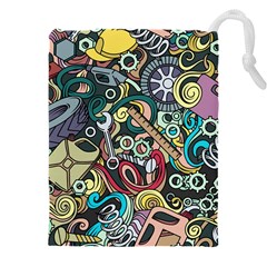 Cartoon-cute-doodles-hand-drawn-auto-service-seamless-pattern Drawstring Pouch (4xl) by Vaneshart