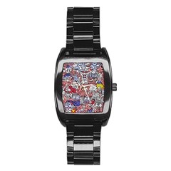 Hand-drawn-vector-illustration-doodle-funny-world-illustrator-line-tools-drawing-flat-design Stainless Steel Barrel Watch by Vaneshart