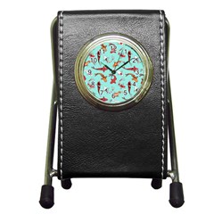 Pattern With Koi Fishes Pen Holder Desk Clock by BangZart
