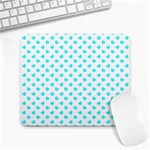 White light blue Hearts pattern, pastel sky blue color Large Mousepads Front