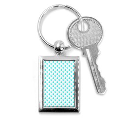 White Light Blue Hearts Pattern, Pastel Sky Blue Color Key Chain (rectangle) by Casemiro
