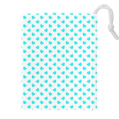 White Light Blue Hearts Pattern, Pastel Sky Blue Color Drawstring Pouch (4xl) by Casemiro