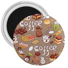 Vector Seamless Pattern With Doodle Coffee Equipment 3  Magnets by BangZart