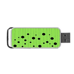 Bubbles At Strings Lemon Green And Black, Geometrical Pattern Portable Usb Flash (one Side) by Casemiro
